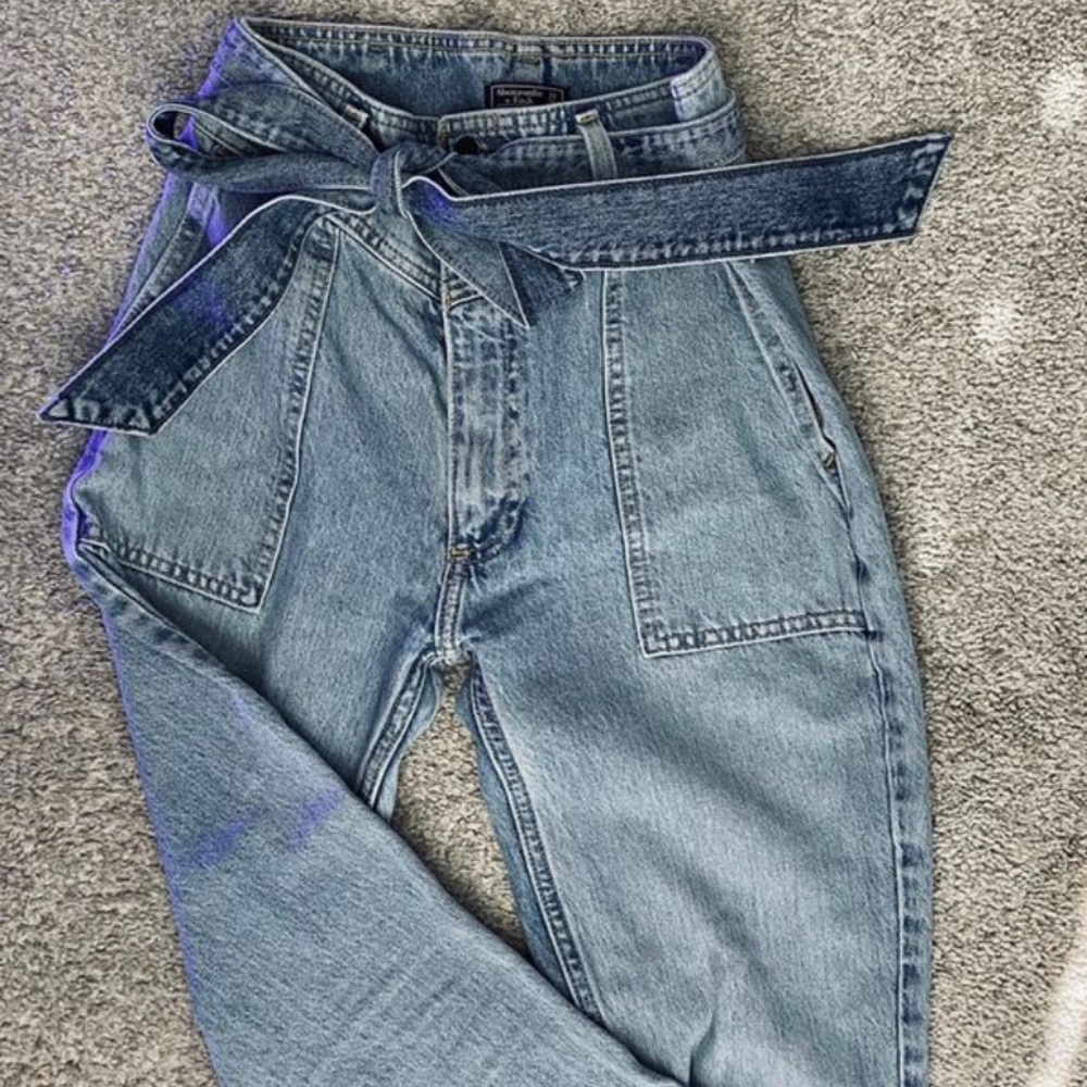 Abercrombie Tie Waist Paper bag Mom Jeans